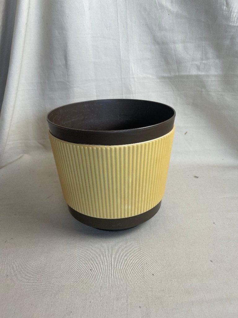 Vintage kunststof bloempot Italy jaren 60, Kunststof, Gebruikt, Rond, Binnen