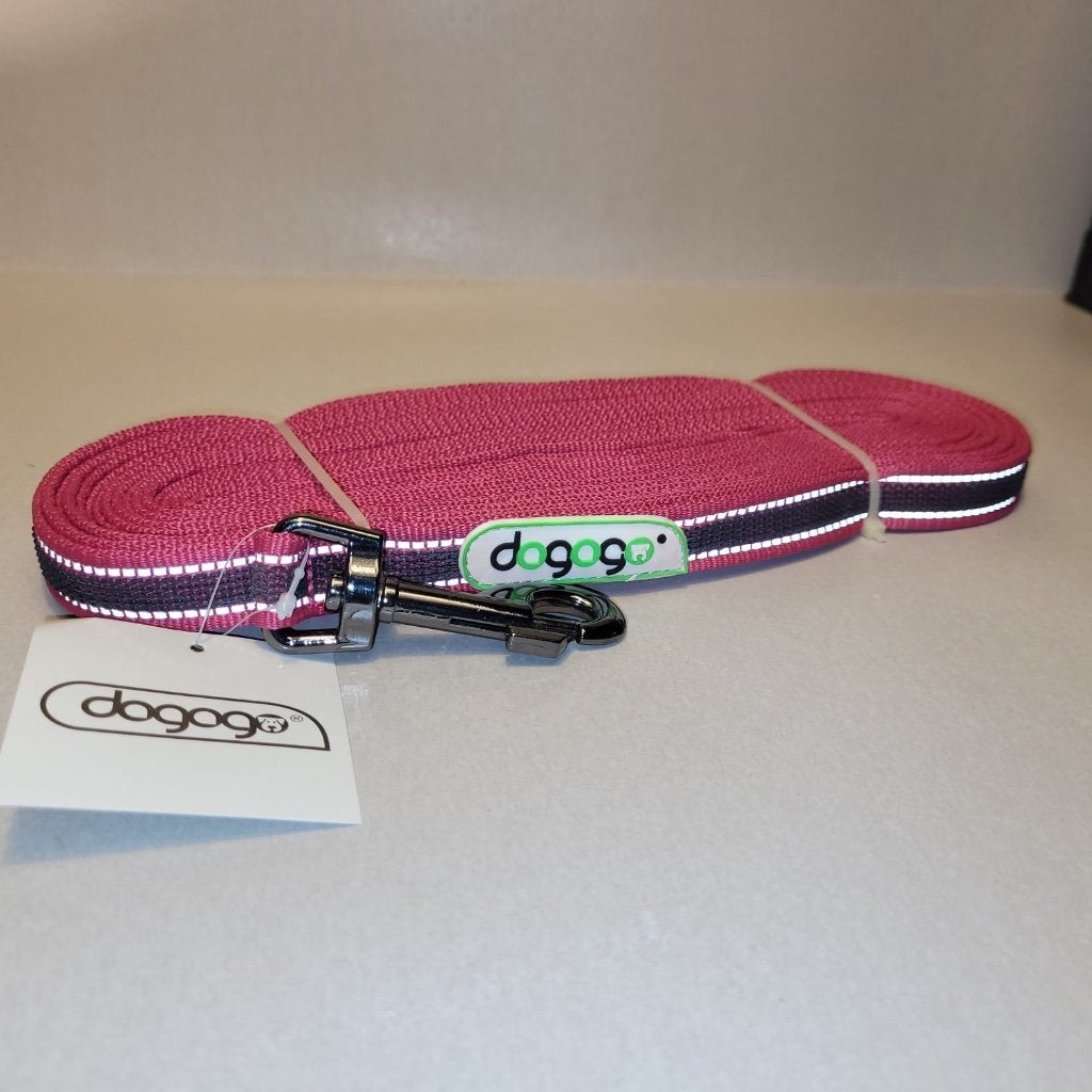 Dogogo Hondenriem gerubberde lijn met handlus roze 20mm 10m, Dieren en Toebehoren, Ophalen of Verzenden, Nieuw, Hondenriem