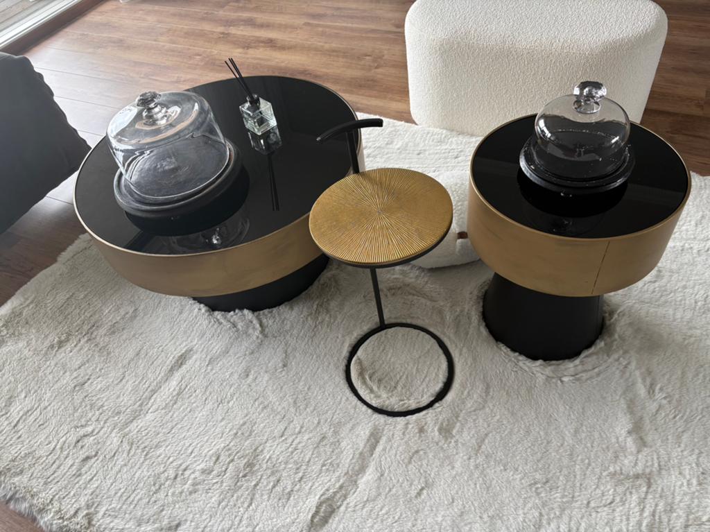 2hele mooie moderne tafeltjes, Huis en Inrichting, Tafels | Salontafels, Rond, Zo goed als nieuw, Minder dan 50 cm, 50 tot 100 cm
