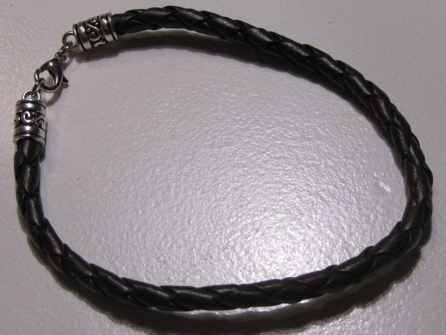 ket. gevlochten lederen collier  verschillende lengtes, Verzenden, Nieuw, Bruin, Overige materialen