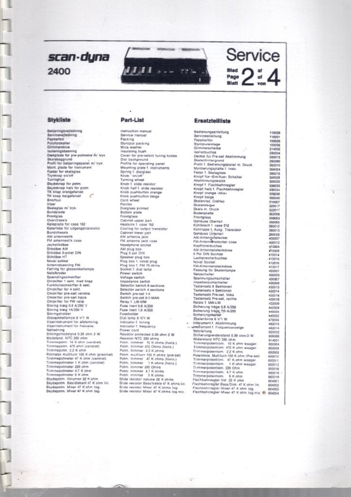 scandyna 2400 service manual, Verzenden, Nieuw