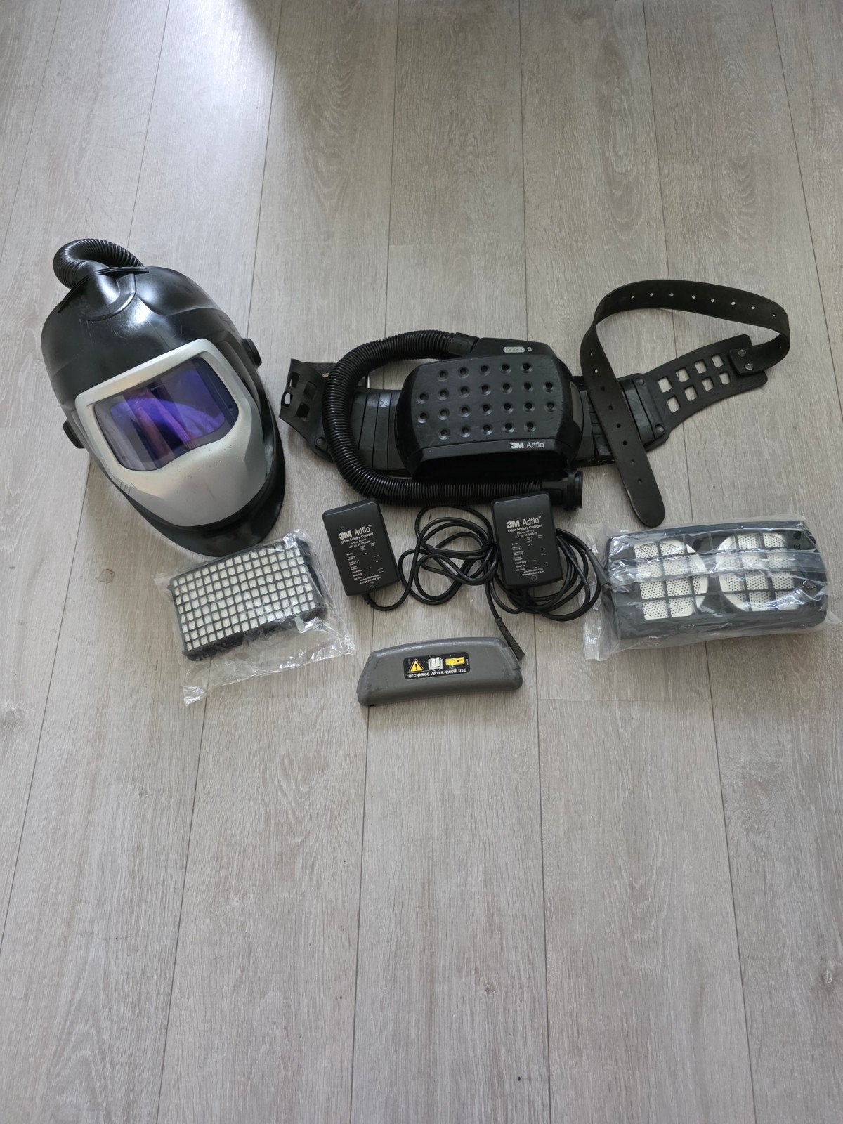 3M Adflo PAPR Lashelm met filters en laders, Lasfilter, Ophalen of Verzenden, Gebruikt