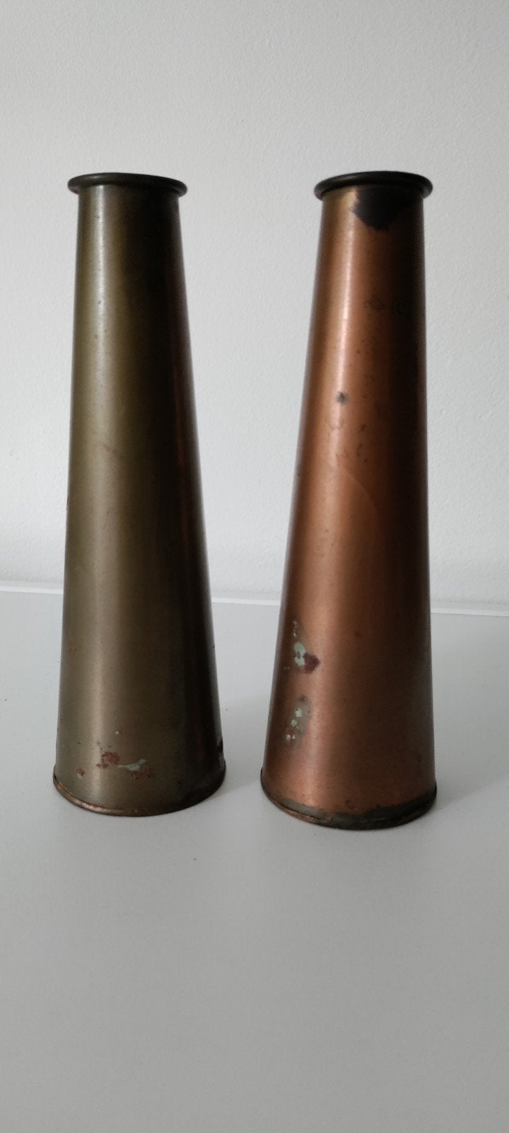 Set van 2 Vintage koperen vazen/kandelaars, Ophalen of Verzenden