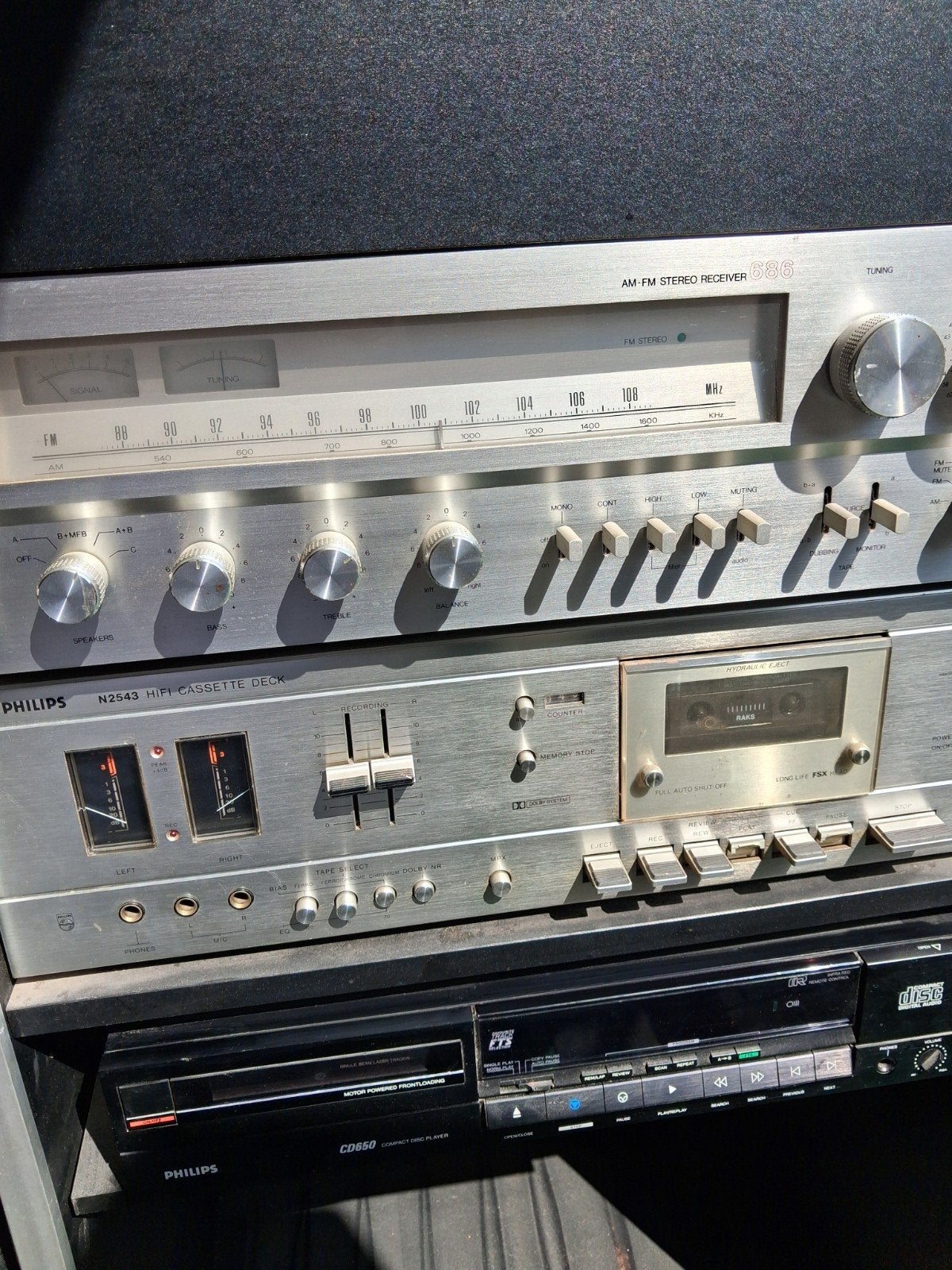 Philips Stereo Set: Platenspeler, Cassettedeck, Tuner, CD, Audio, Tv en Foto, Stereo-sets, Ophalen, Gebruikt, Cassettedeck, Philips