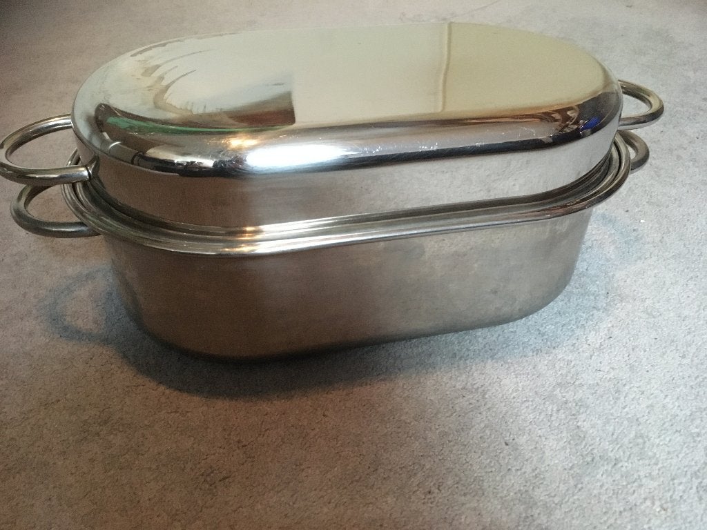 Le Pentole vispan met rooster met handvatten RVS, Braadpan, Met deksel, Ophalen of Verzenden, Zo goed als nieuw