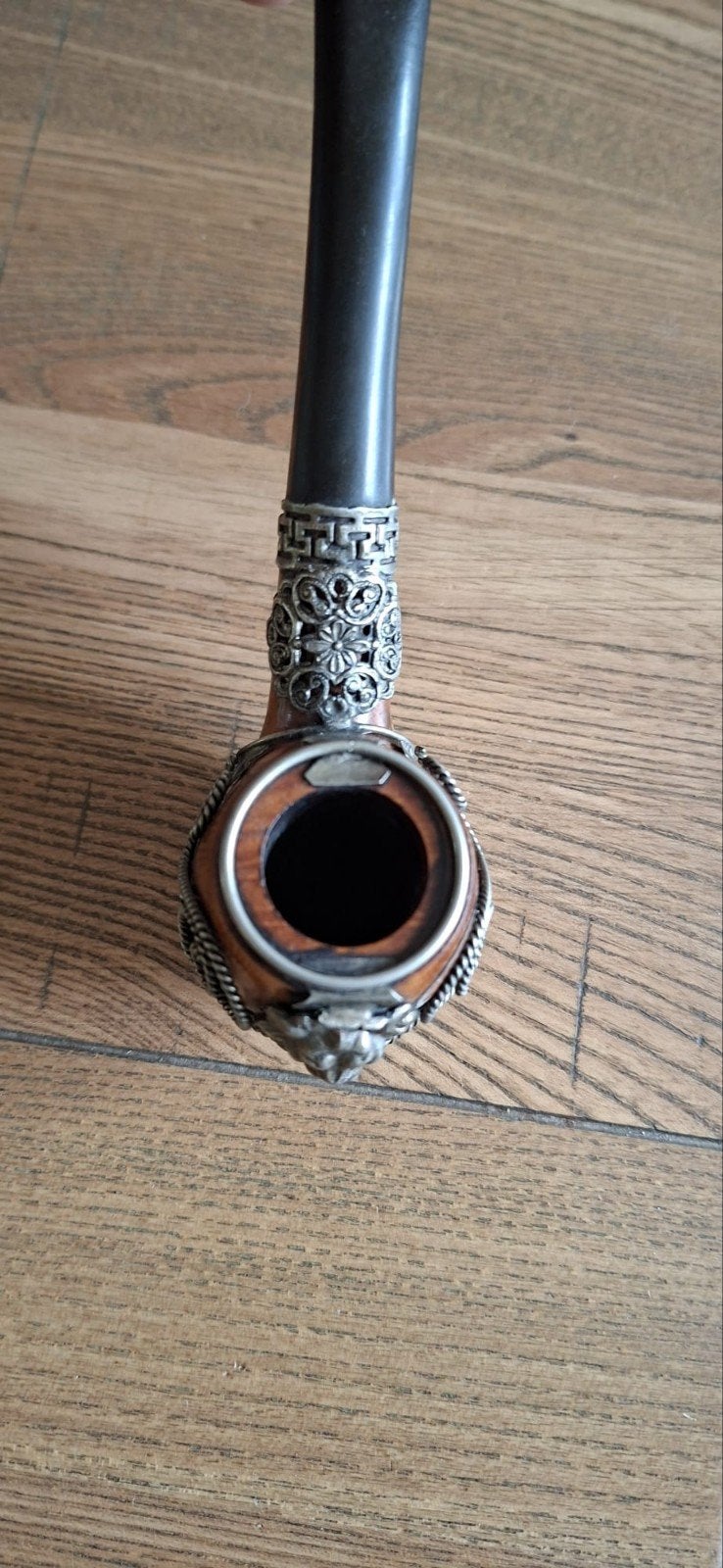 Vintage pijp Real Briar met metalen versiering, Ophalen of Verzenden, Zo goed als nieuw, (Water)pijp