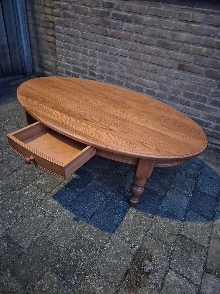Eiken salontafel, Ophalen, Gebruikt, Ovaal, Hout