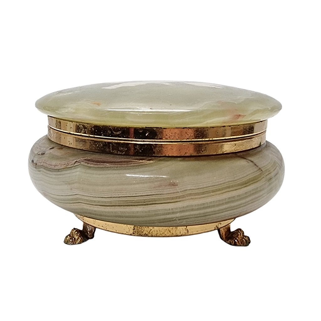Vintage sieradendoosje van groen onyx marmer, Ophalen of Verzenden