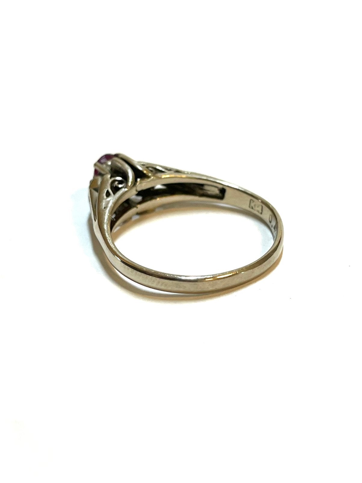 14k witgouden ring met robijn en diamant, -, -, Ophalen of Verzenden, Zo goed als nieuw