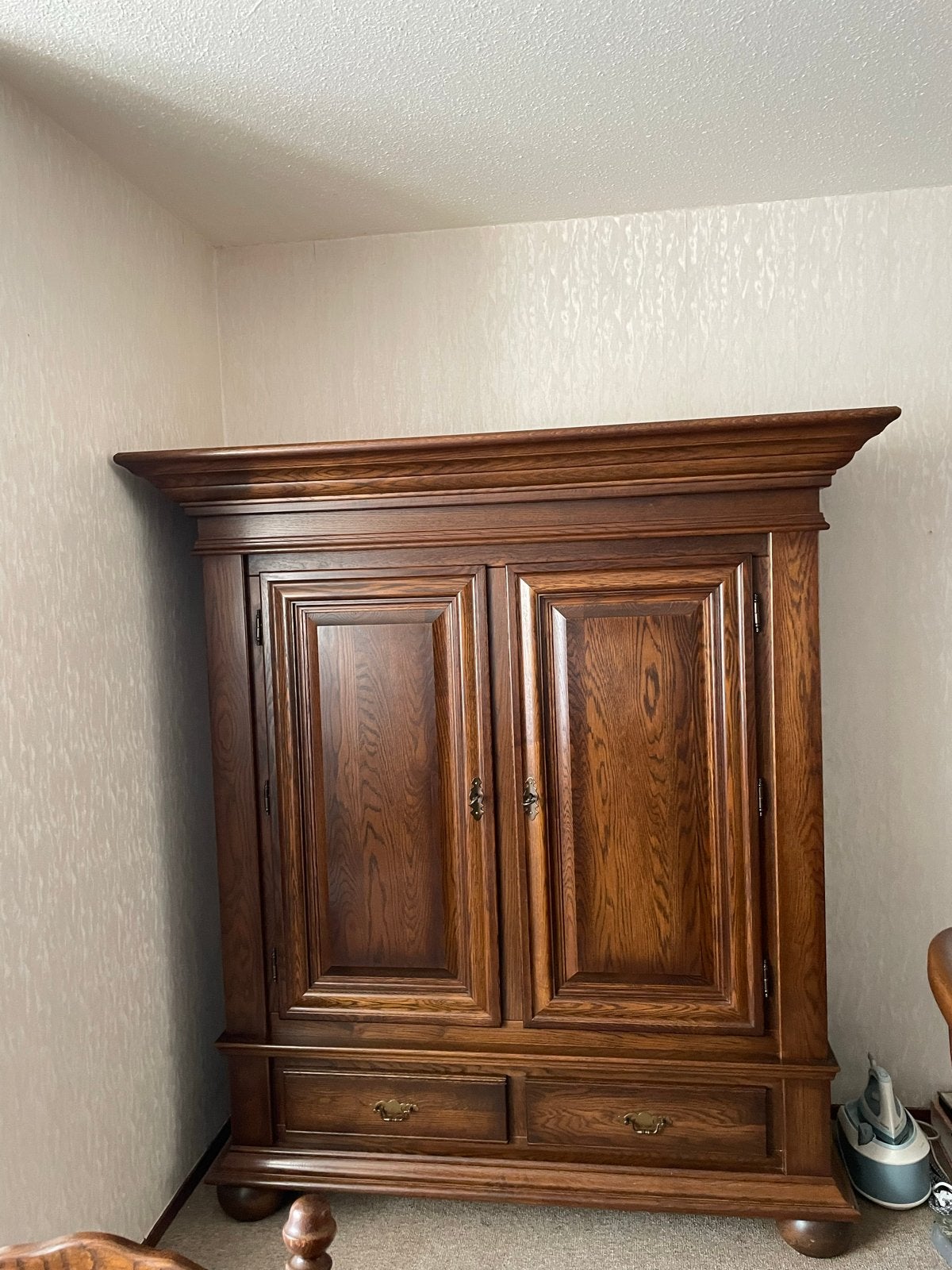 Massief eikenhouten kast met legplanken en lades, Antiek en Kunst, Antiek | Meubels | Kasten, Ophalen of Verzenden
