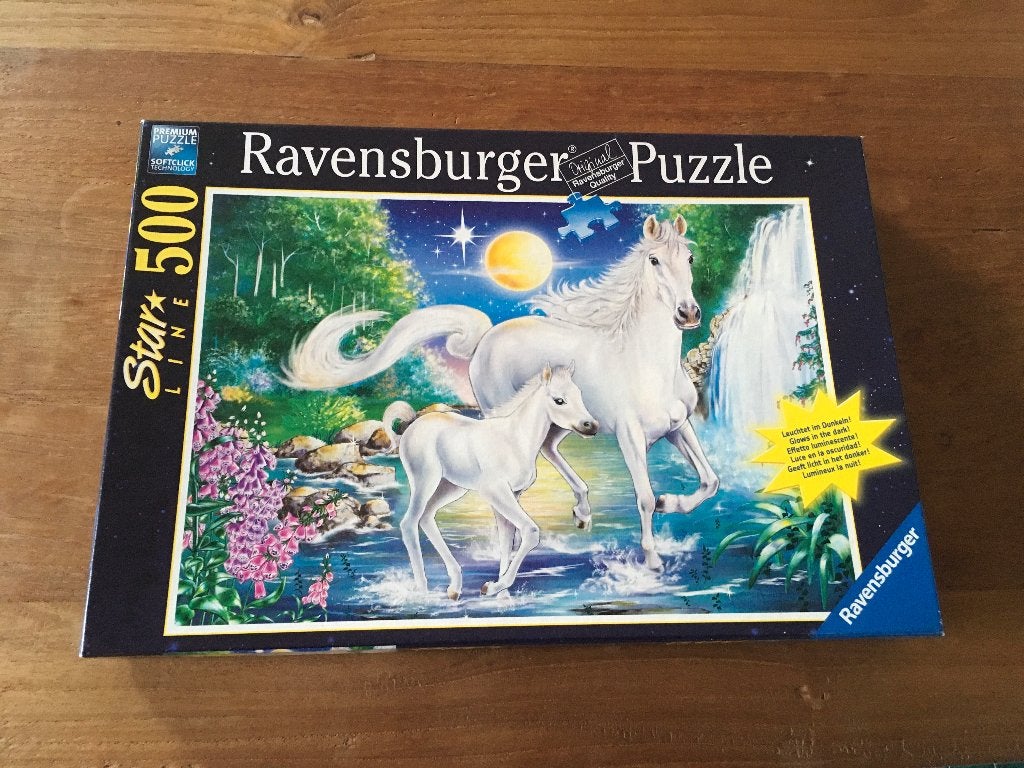 Legpuzzel paardjes, lichtgevend, Ophalen of Verzenden, Minder dan 500 stukjes, Zo goed als nieuw, Legpuzzel