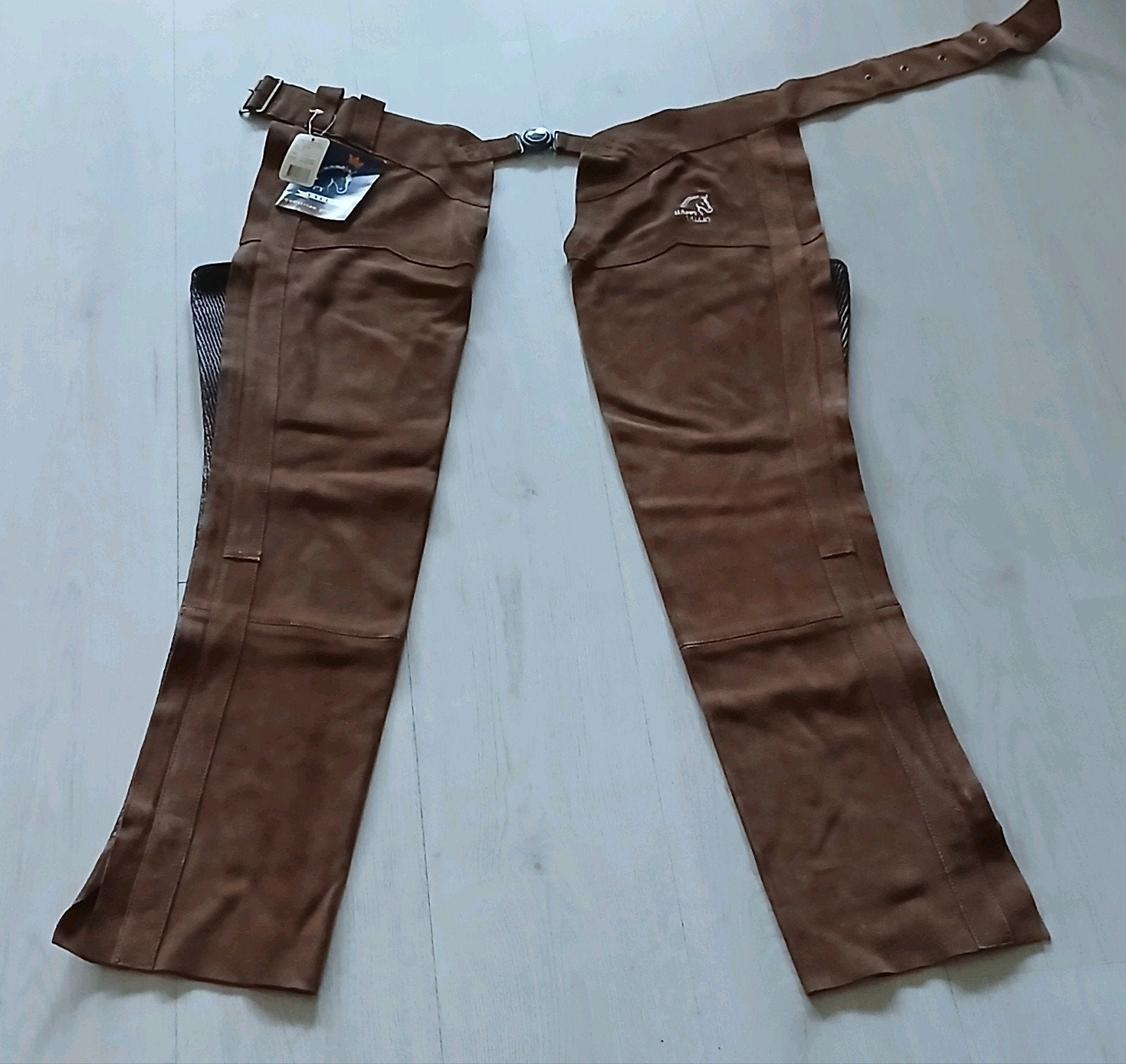 nieuw S happy valley leren lange chaps bruin cowboy western, Dieren en Toebehoren, Paardrijkleding, Nieuw, Kinderen, Ophalen of Verzenden
