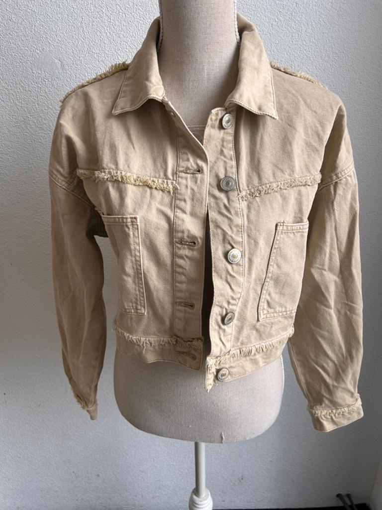 Spijkerjas, Ophalen of Verzenden, Zo goed als nieuw, Maat 34 (XS) of kleiner, Beige