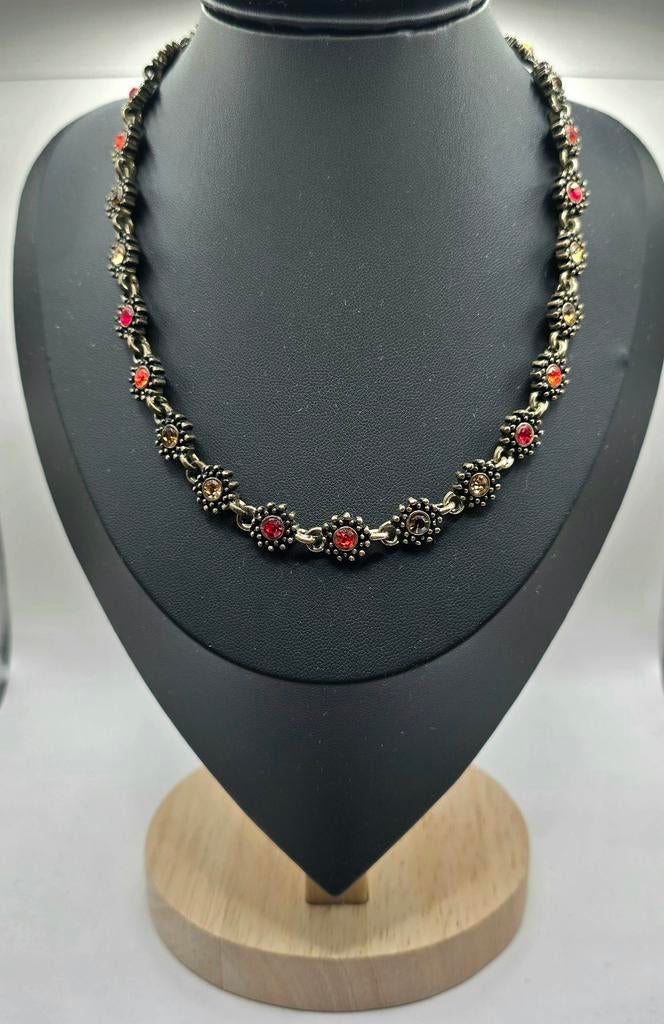 Vintage Kleurrijke Ketting, Bloemmotief, Ophalen of Verzenden, Overige materialen, Ketting