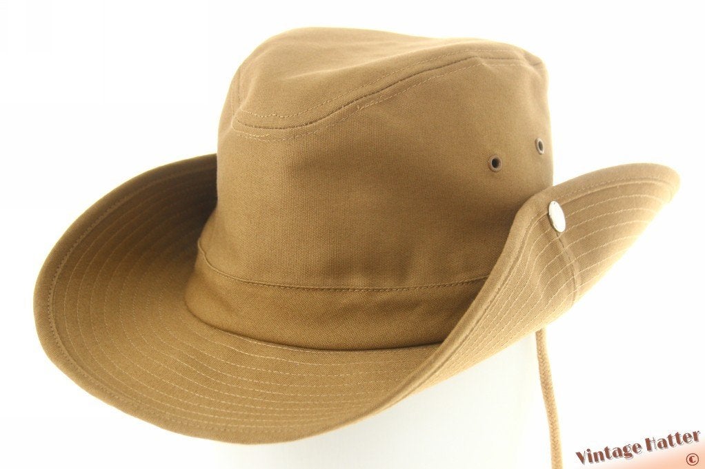 Dik katoenen outback bush hoed beige bruin + knopen 59 Nieuw, Ophalen of Verzenden, Nieuw, 58 of 59 cm (L, 7¼ of ⅜ inch), Hoed