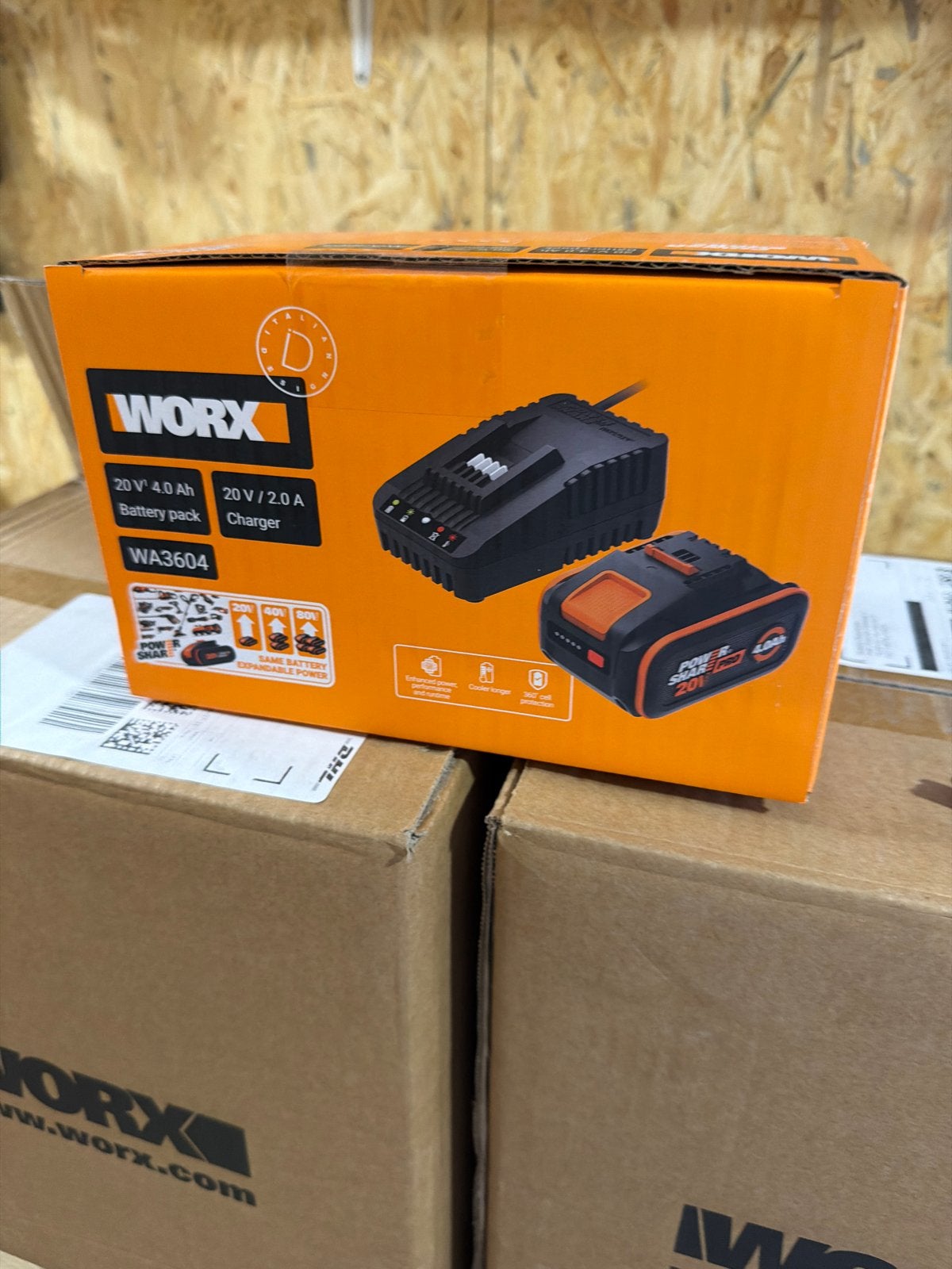 Worx Accu + Lader 20V 4.0Ah Batterijpakket Nieuw in Doos, Ophalen of Verzenden, Nieuw, Overige typen