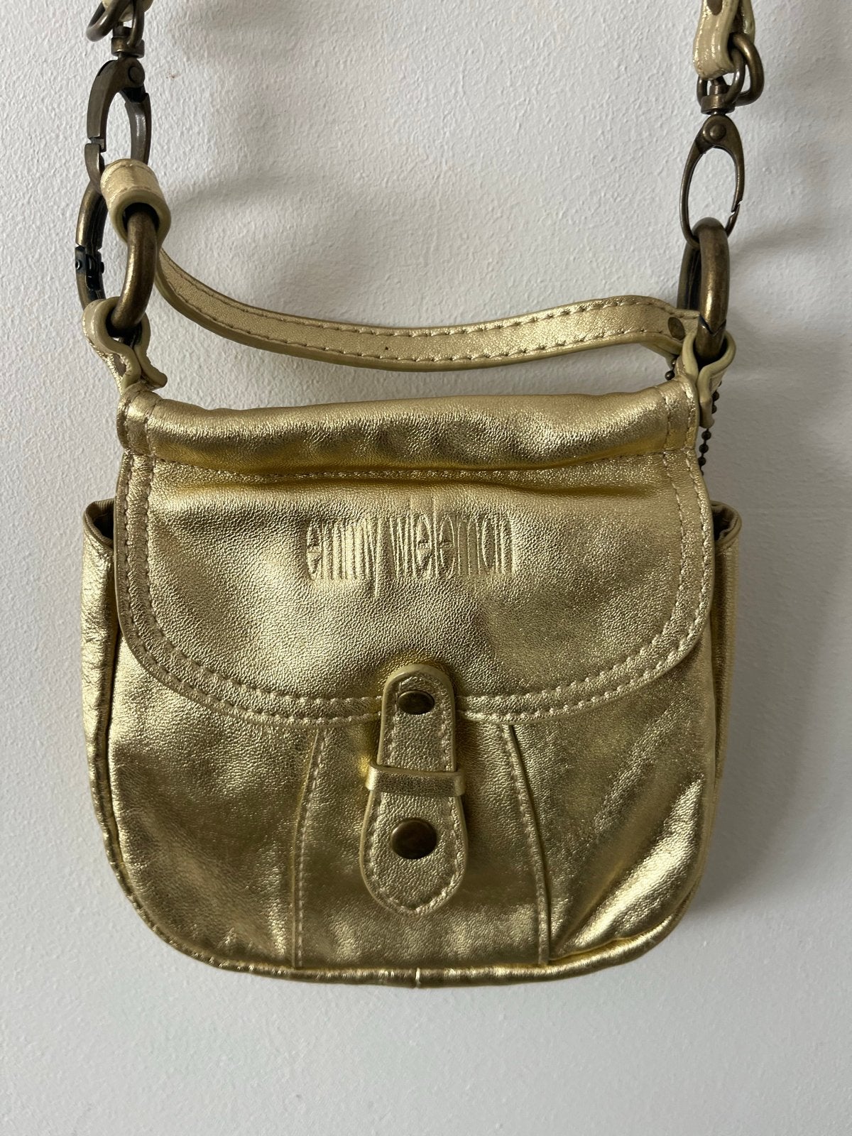Emmy Wieleman Gouden Leren Schoudertasje, Sieraden, Tassen en Uiterlijk, Ophalen of Verzenden, Zo goed als nieuw, Overige kleuren