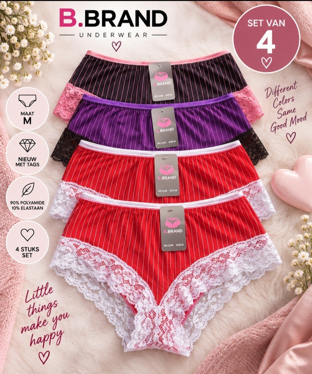 B Brand slips - set van 4 - maat M - NIEUW, B Brand, Ophalen of Verzenden, Rood, Slip