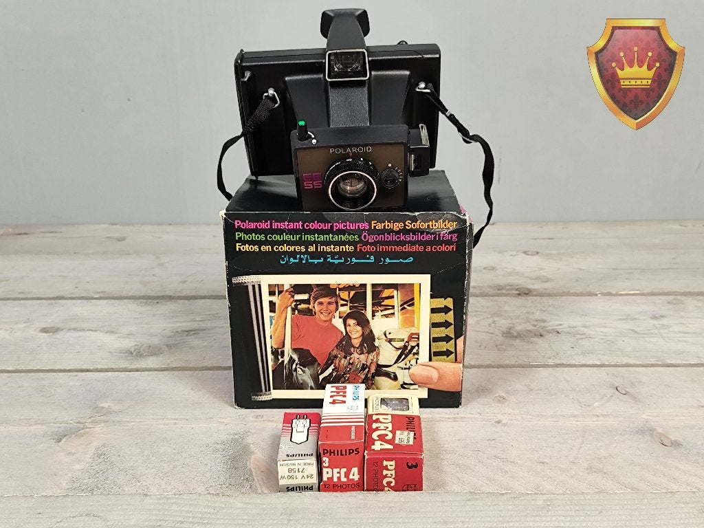 Polaroid EE55 Land Camera + Philips PF4 Flitslampjes, Niet ingevuld, Gebruikt, Niet ingevuld, Polaroid