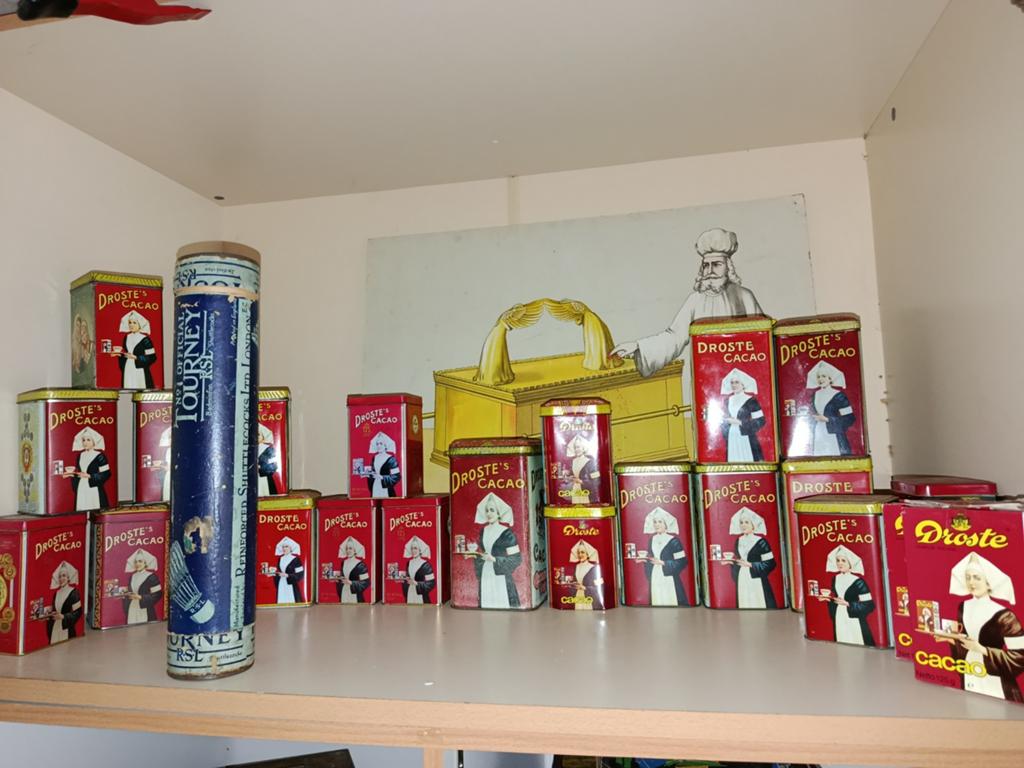 Partij vintage Droste cacao blikken, Verzamelen, Blikken, Ophalen of Verzenden