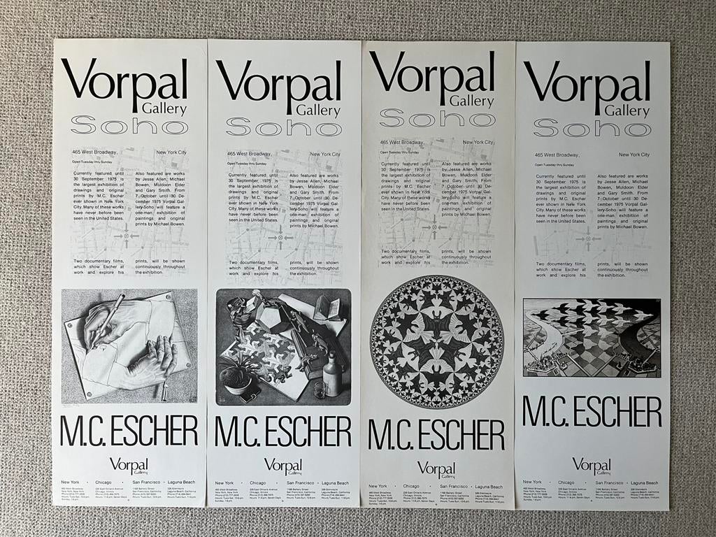 Set van vier M.C. Escher Vorpal Gallery affiches, Deurposter of groter, Ophalen of Verzenden, Overige onderwerpen, Rechthoekig Staand