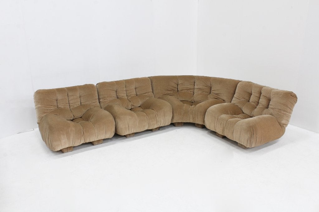 Vintage Italiaanse  modulaire bank Rossi di Albizzate, Vintage, design, Hoekbank, 300 cm of meer, Ophalen of Verzenden