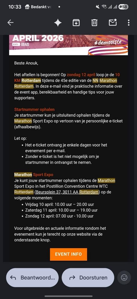Marathon Rotterdam 10k, Ophalen of Verzenden