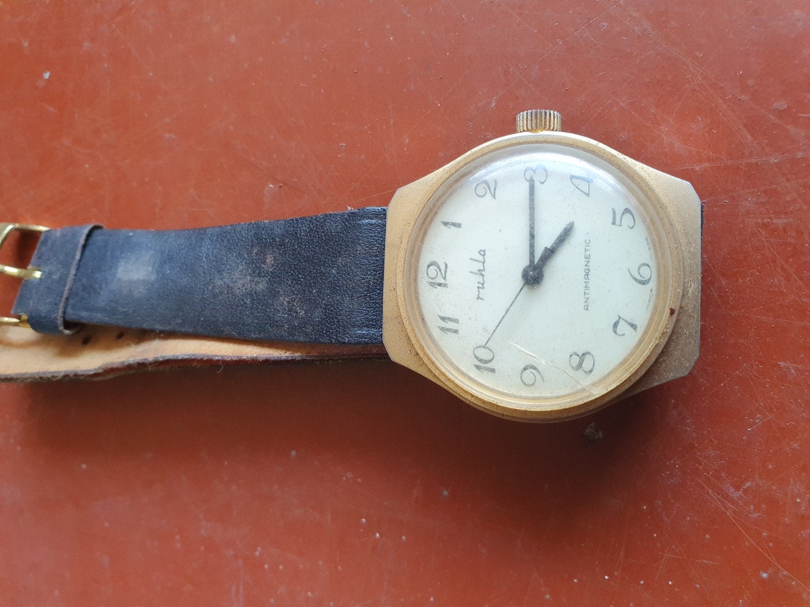 Vintage Ruhla Polshorloge - Gebruikt, Overige merken, Overige materialen, Polshorloge, Ophalen of Verzenden