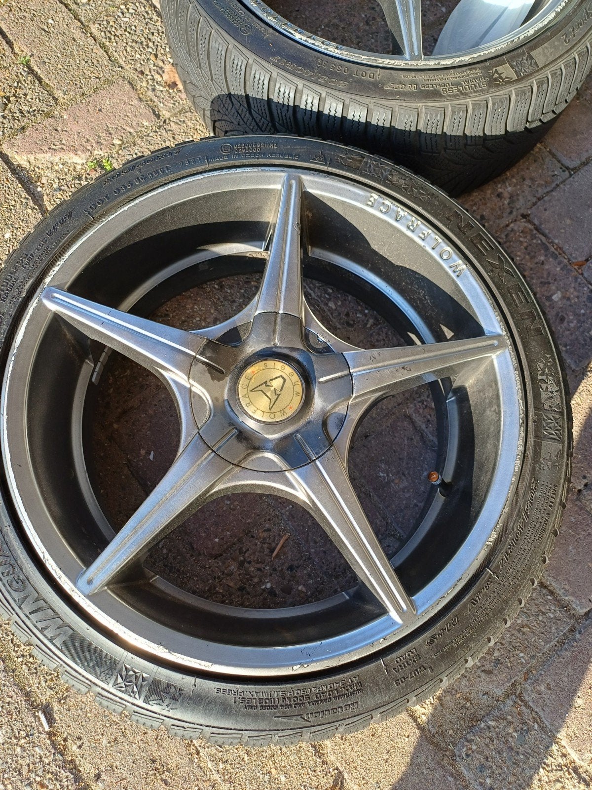 Wolfrace velgen met z.g.a.n. banden (stoeprandschade), Ophalen, Gebruikt, Banden en Velgen, 17 inch