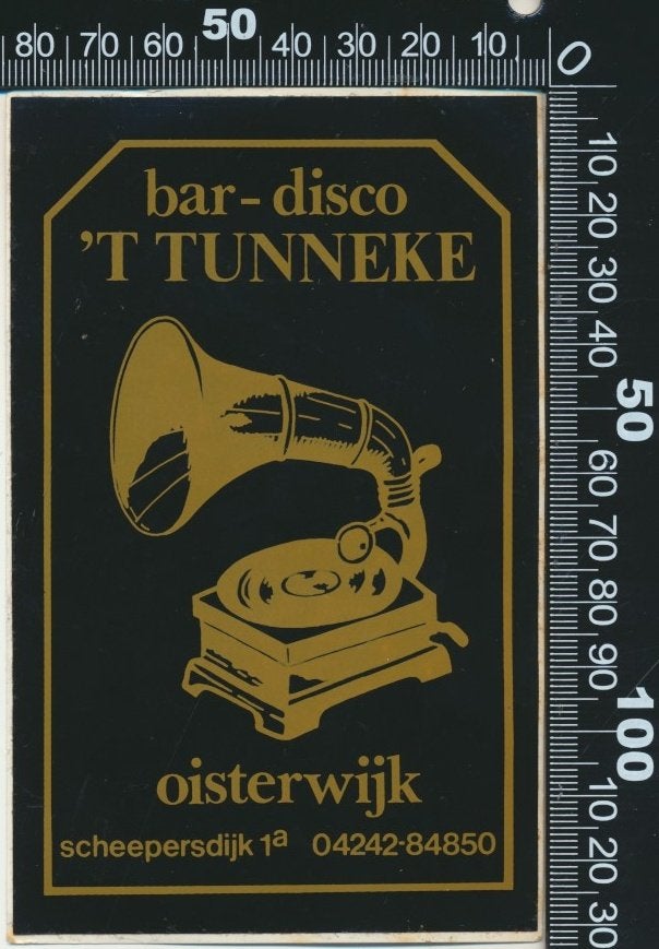 Sticker: Bar Disco Het Tunneke - Oisterwijk, Verzamelen, Ophalen of Verzenden, Zo goed als nieuw, Bedrijf of Vereniging