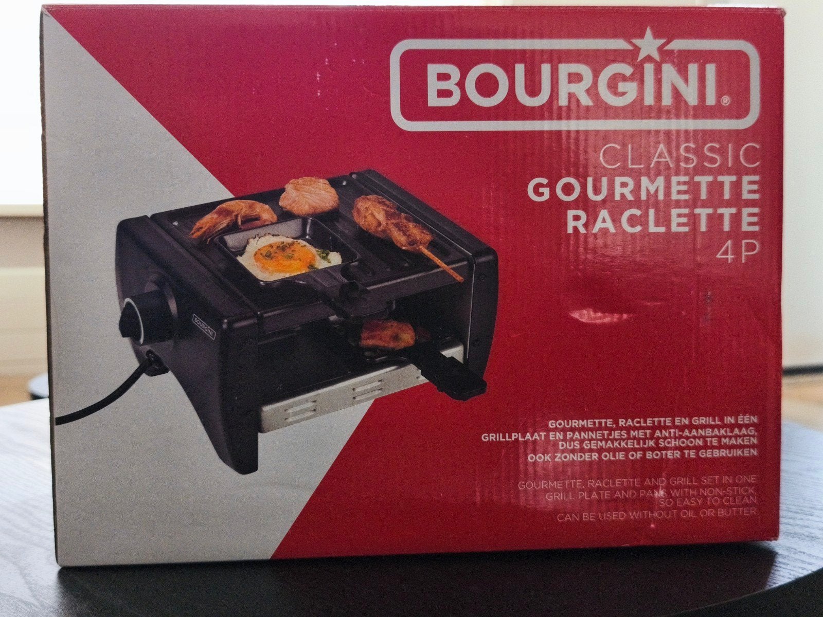 Bourgini Classic Gourmette Raclette 4P - Nieuw in doos, Ophalen, Overige typen, Nieuw, Zwart