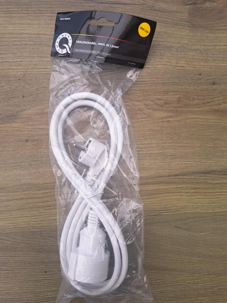 Verlengkabel 200 cm, VMVL 3x 1.5mm², Doe-het-zelf en Verbouw, Elektra en Kabels, Ophalen