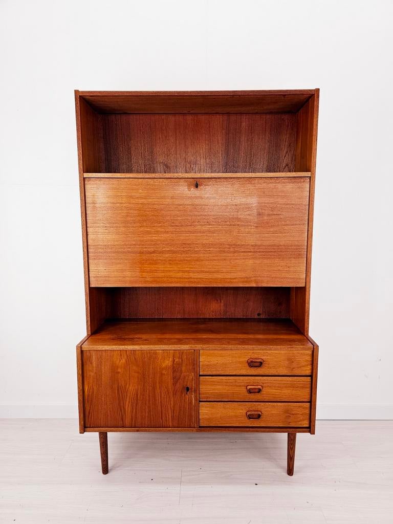 Vintage Deens design secretaire, mid-century barkast, 1960s, Gebruikt, ., Deens design jaren 60, Ophalen of Verzenden