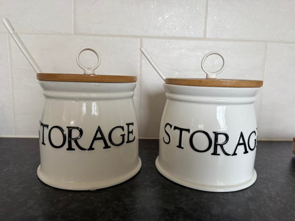 Riviera Maison classic storage jar 2x, Huis en Inrichting, Keuken | Servies, Ophalen, Zo goed als nieuw, Glas, Overige stijlen