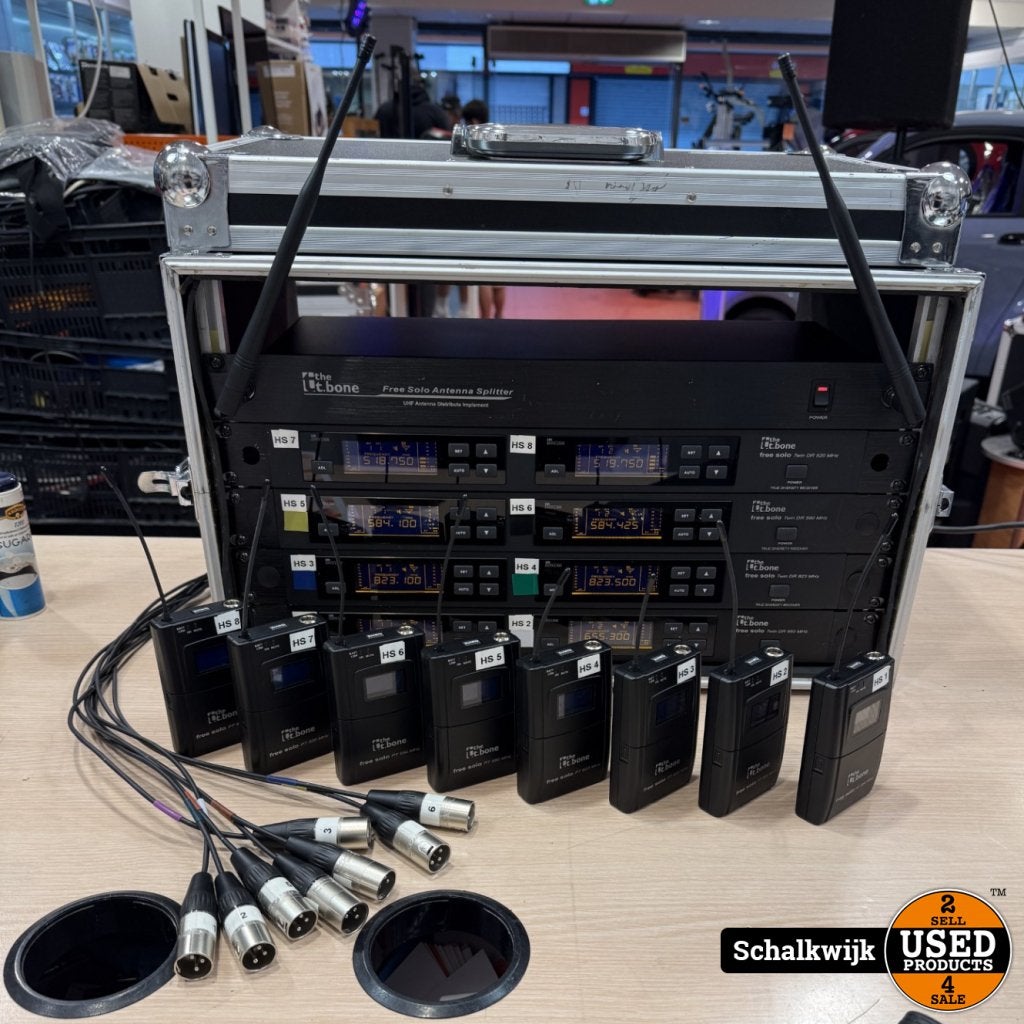 The TBone Free Solo Twin set x 4 + antenna splitter + case