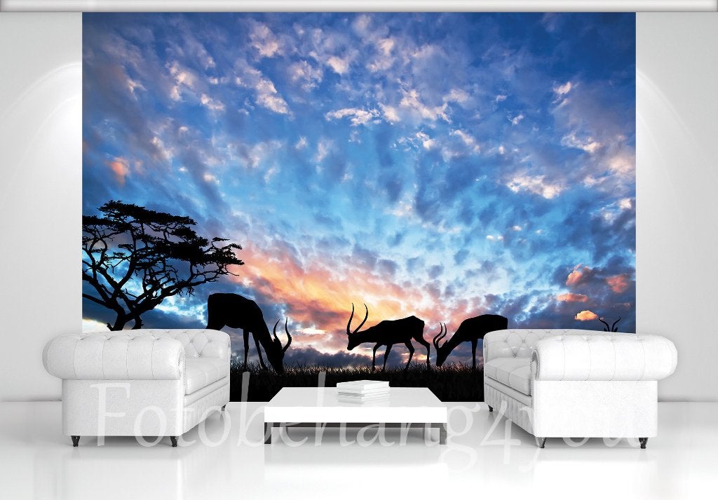 Herten fotobehang zonsondergang, Antilopen, *Fotobehang4you, Verzenden, Fotobehang