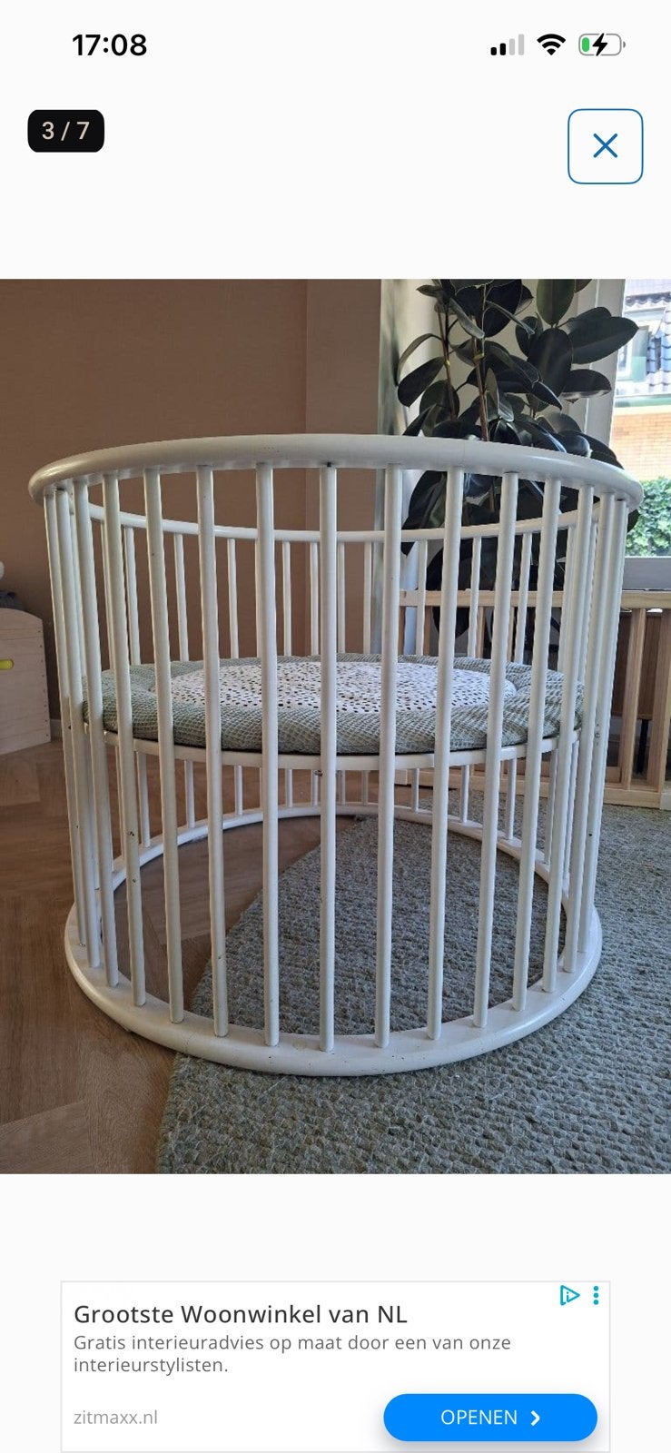 Ronde witte box met boxkleed, Kinderen en Baby's, Boxen, Ophalen, Gebruikt