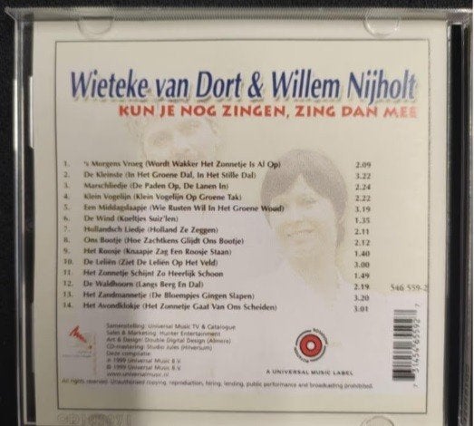 Zeldzame Fonos CD van Wieteke van Dort en Willem Nijholt, Cd's en Dvd's, Ophalen of Verzenden, Zo goed als nieuw, Levenslied of Smartlap