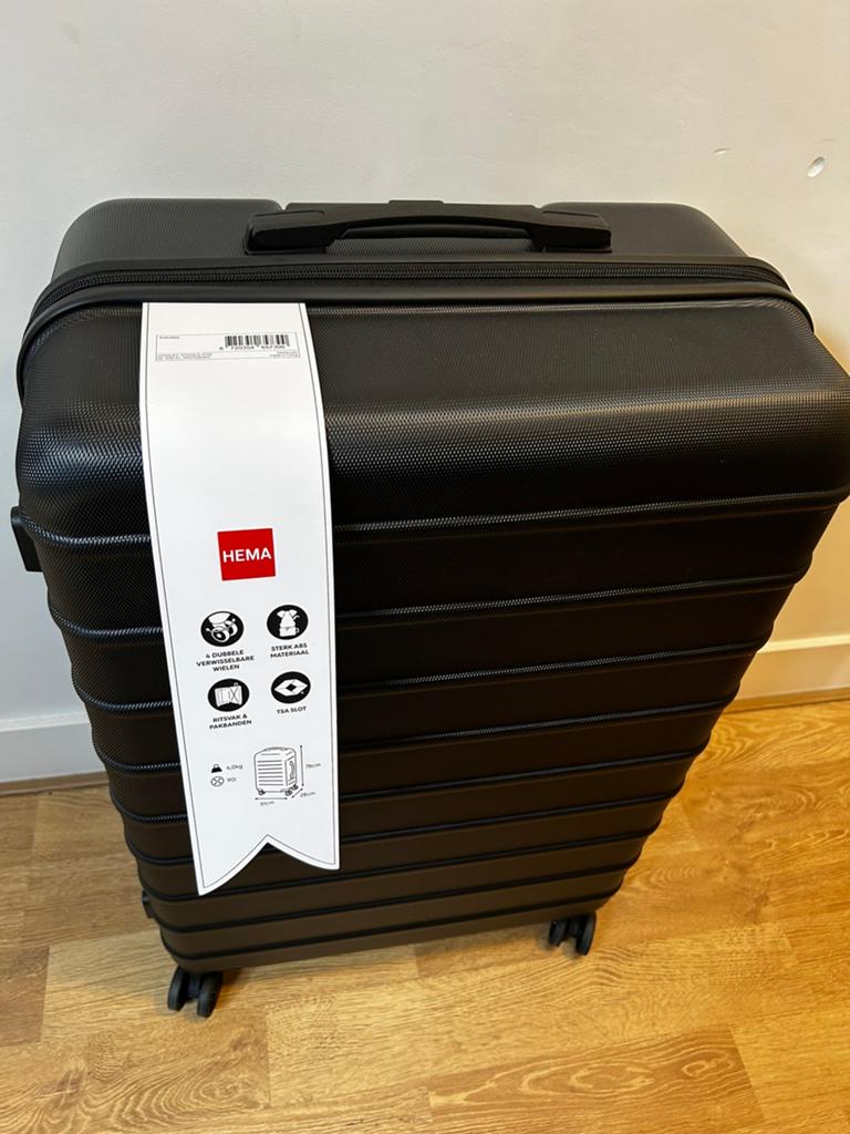 HEMA koffer zwart groot nieuw, Sieraden, Tassen en Uiterlijk, Koffers, Ophalen, Hard kunststof, 45 tot 55 cm, 70 cm of meer