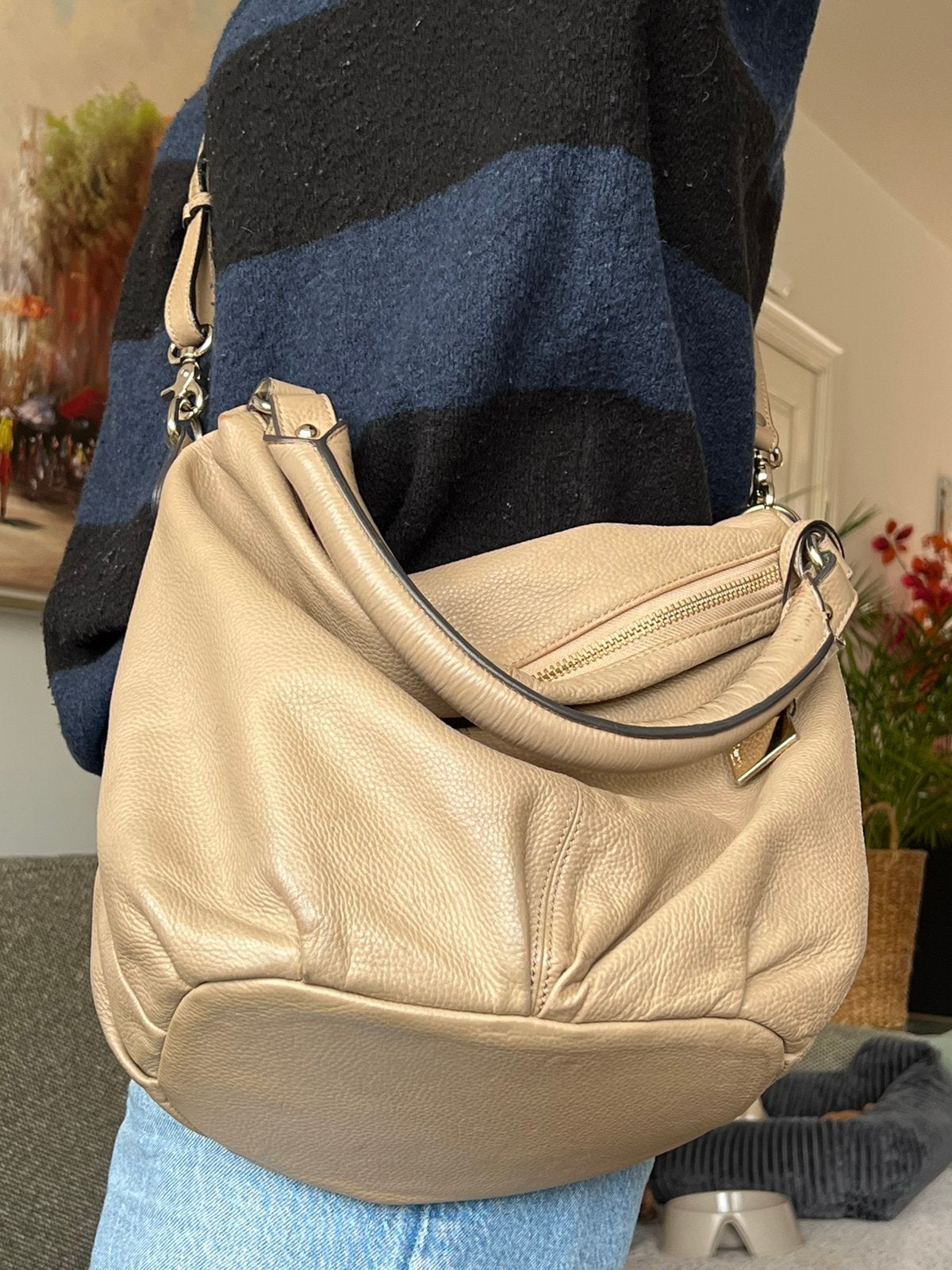 Smaak  Amsterdam leren tas, Ophalen of Verzenden, Gebruikt, Beige, Schoudertasje