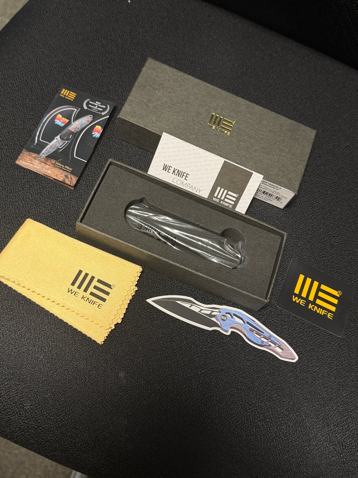 WE Knife Elementum WE18062X-3 black tatanium NIEUW zakmes, Ophalen of Verzenden, Overige soorten, Amerika, Mes of Dolk