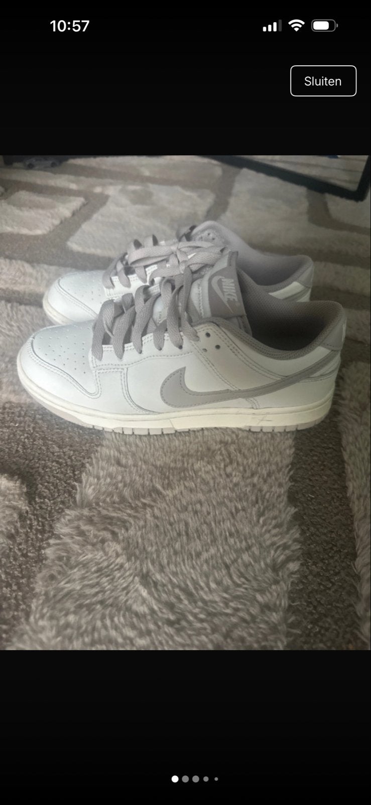 Nike Dunk Low Light Pearl, Kleding | Dames, Ophalen of Verzenden, Gedragen, Wit, Sneakers of Gympen