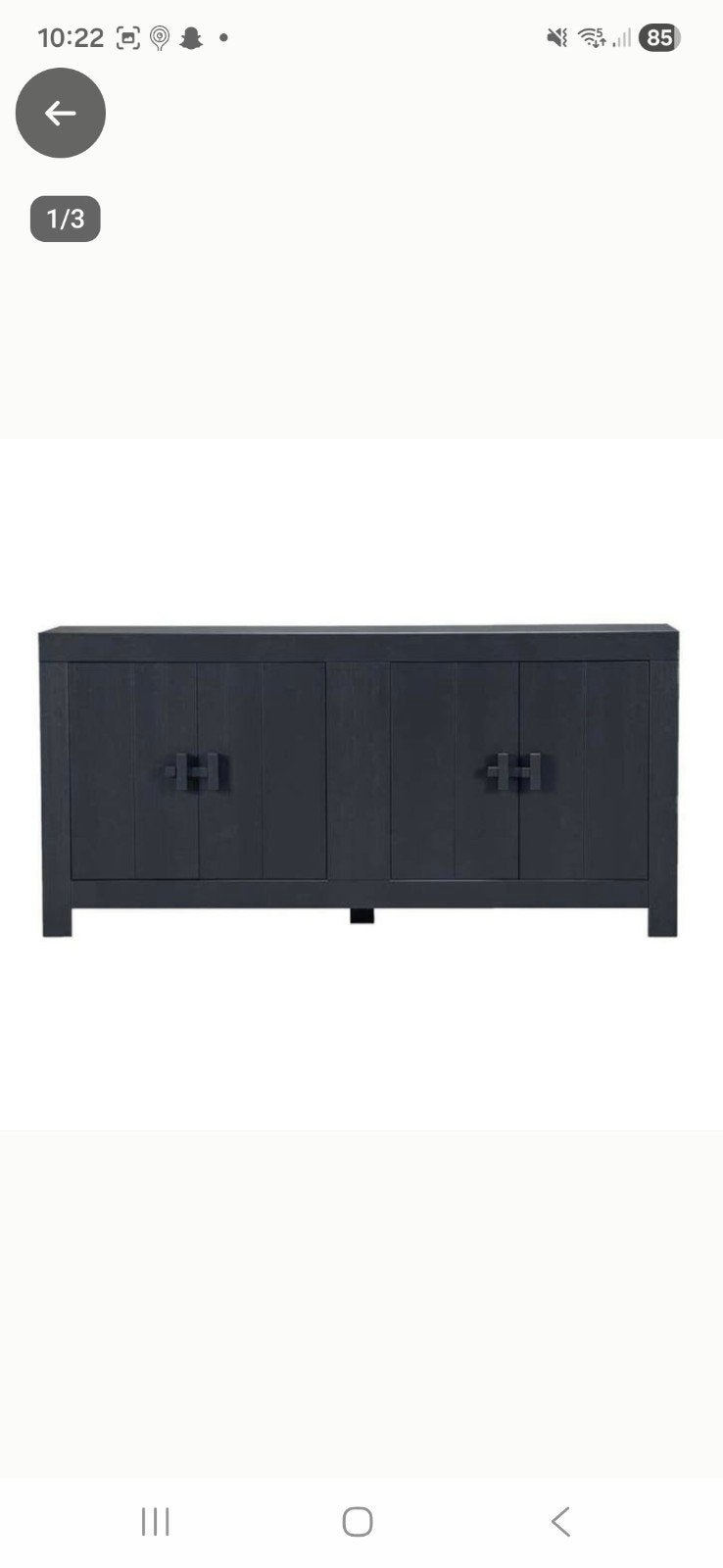 Zwarte dressoir Wood Benson - 85x177x46 cm, Gebruikt, 150 tot 200 cm, Ophalen of Verzenden, 25 tot 50 cm