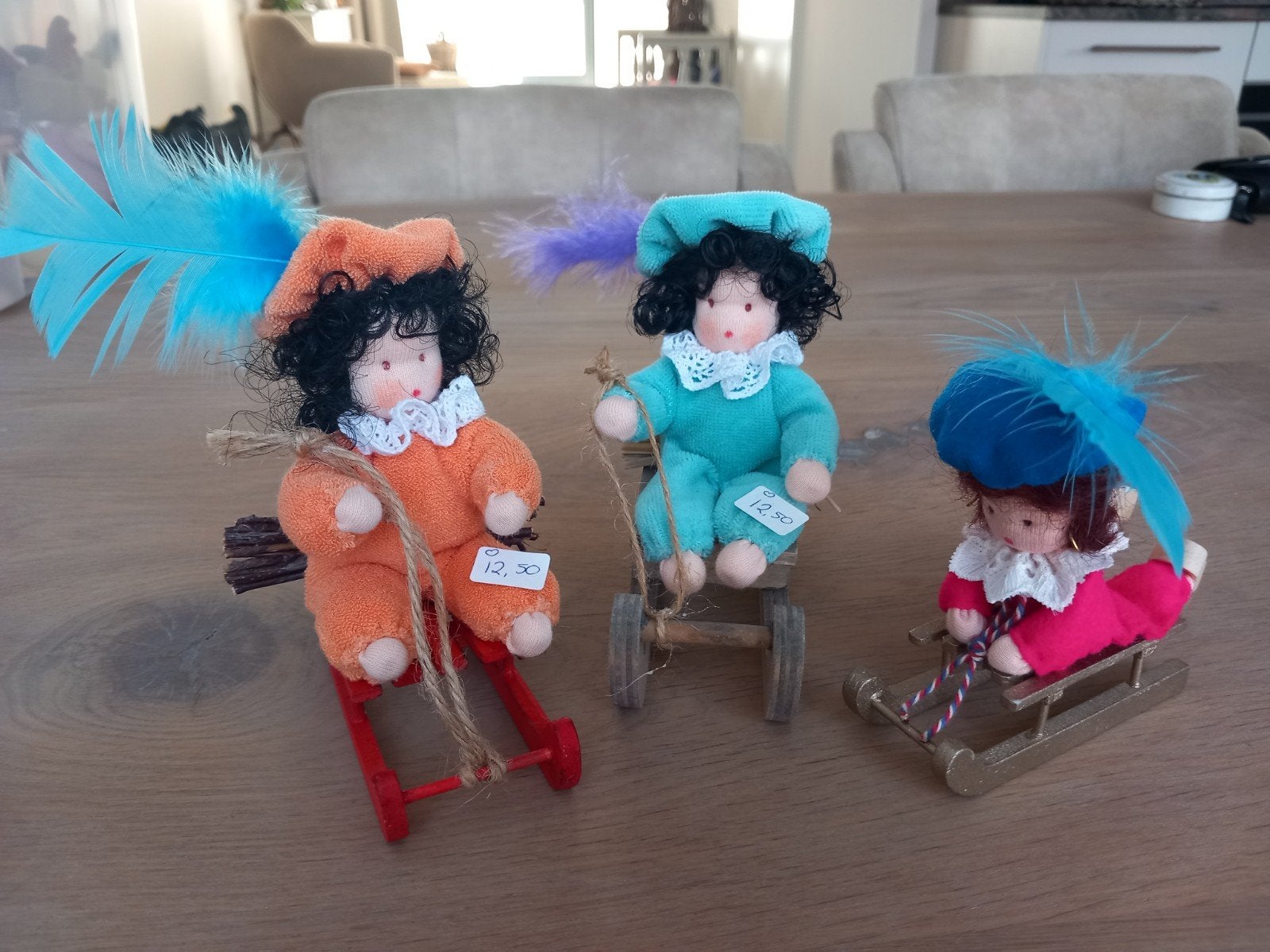 Pietjes op de slee vilt seizoenstafel vrije school, Ophalen of Verzenden