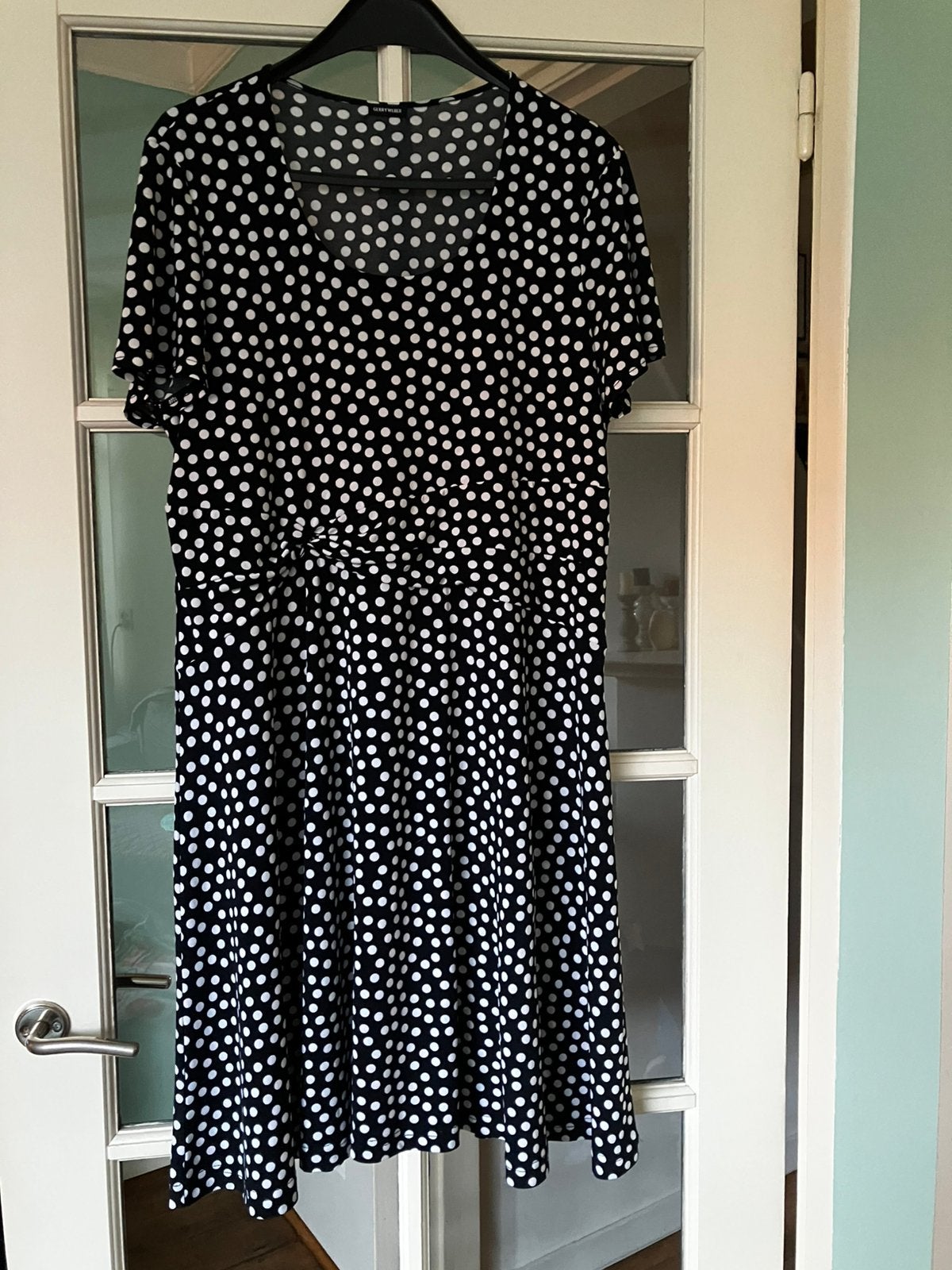 Gerry Weber. Stippen jurk. Polka dots. Zwart. Wit. Maat xL, Blauw, Maat 46/48 (XL) of groter, Ophalen of Verzenden, Zo goed als nieuw