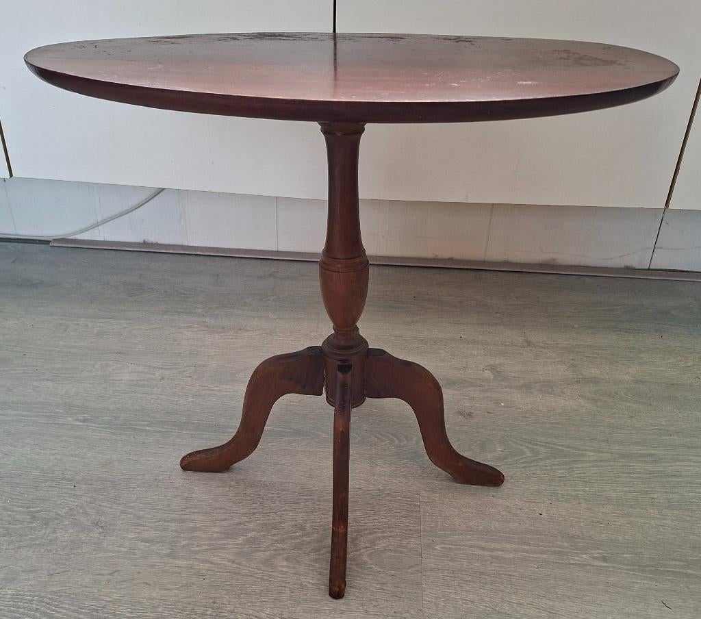 Leuk ovaal houten Mid-Century bijzettafeltje, Ophalen, Gebruikt, 100 tot 150 cm, Mid-Century
