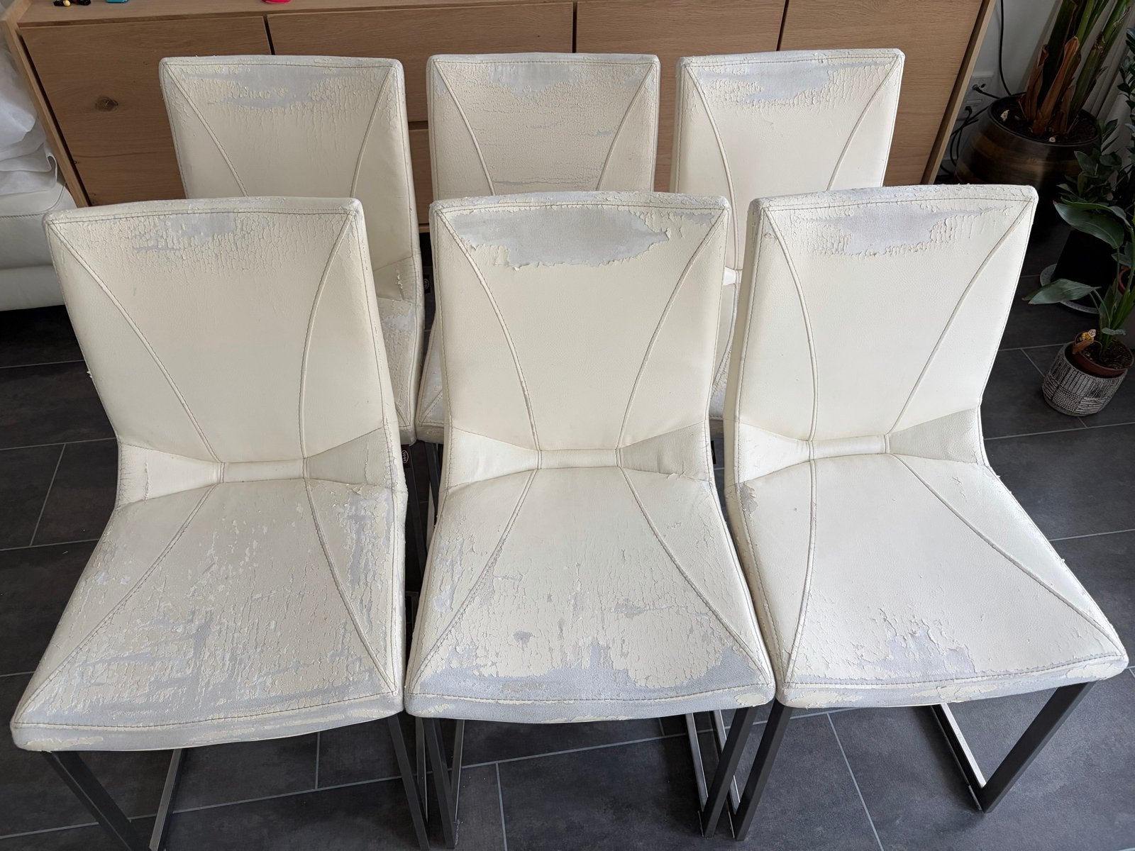 6x Henders & Hazel EetkamerStoelen - Vintage Look, Ophalen, Kunststof, Gebruikt, Wit