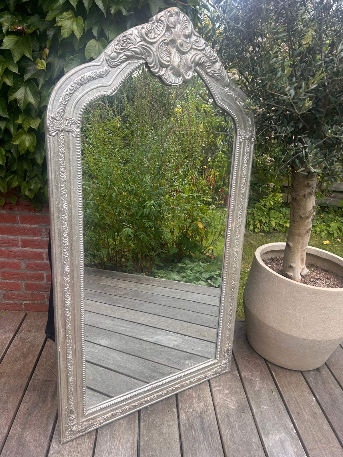 Mooie foto brocante spiegel, Antiek en Kunst, Ophalen, Rechthoekig, 50 tot 100 cm, 100 tot 150 cm