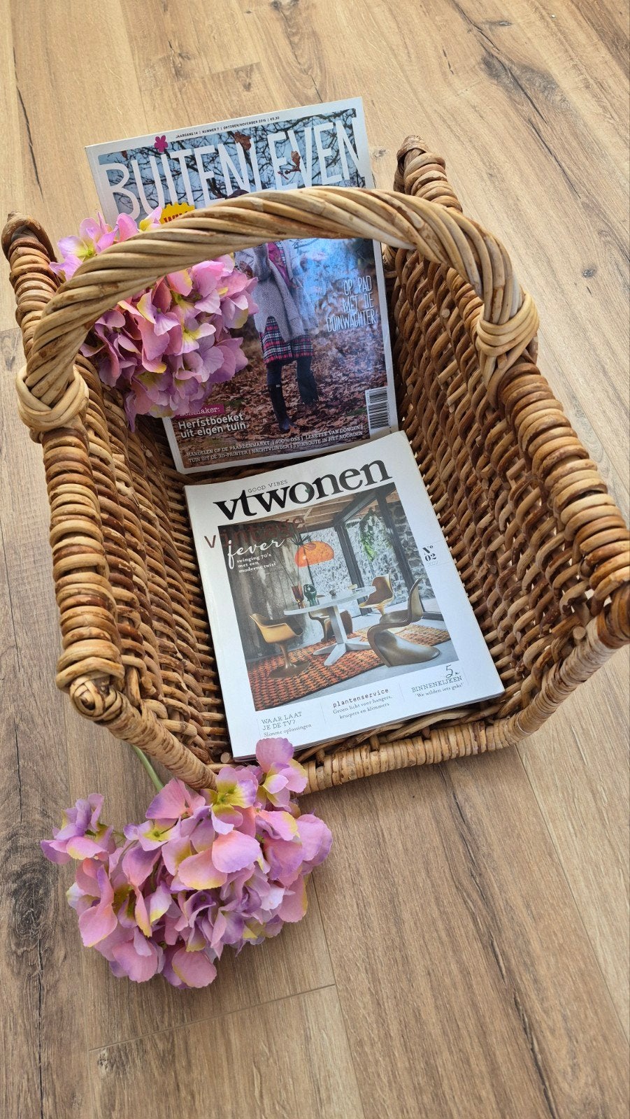Rotan lectuur- of speelgoedmand (L45xB35xH38 cm), Ophalen of Verzenden, Gebruikt, Bruin, Natuurlijk materiaal