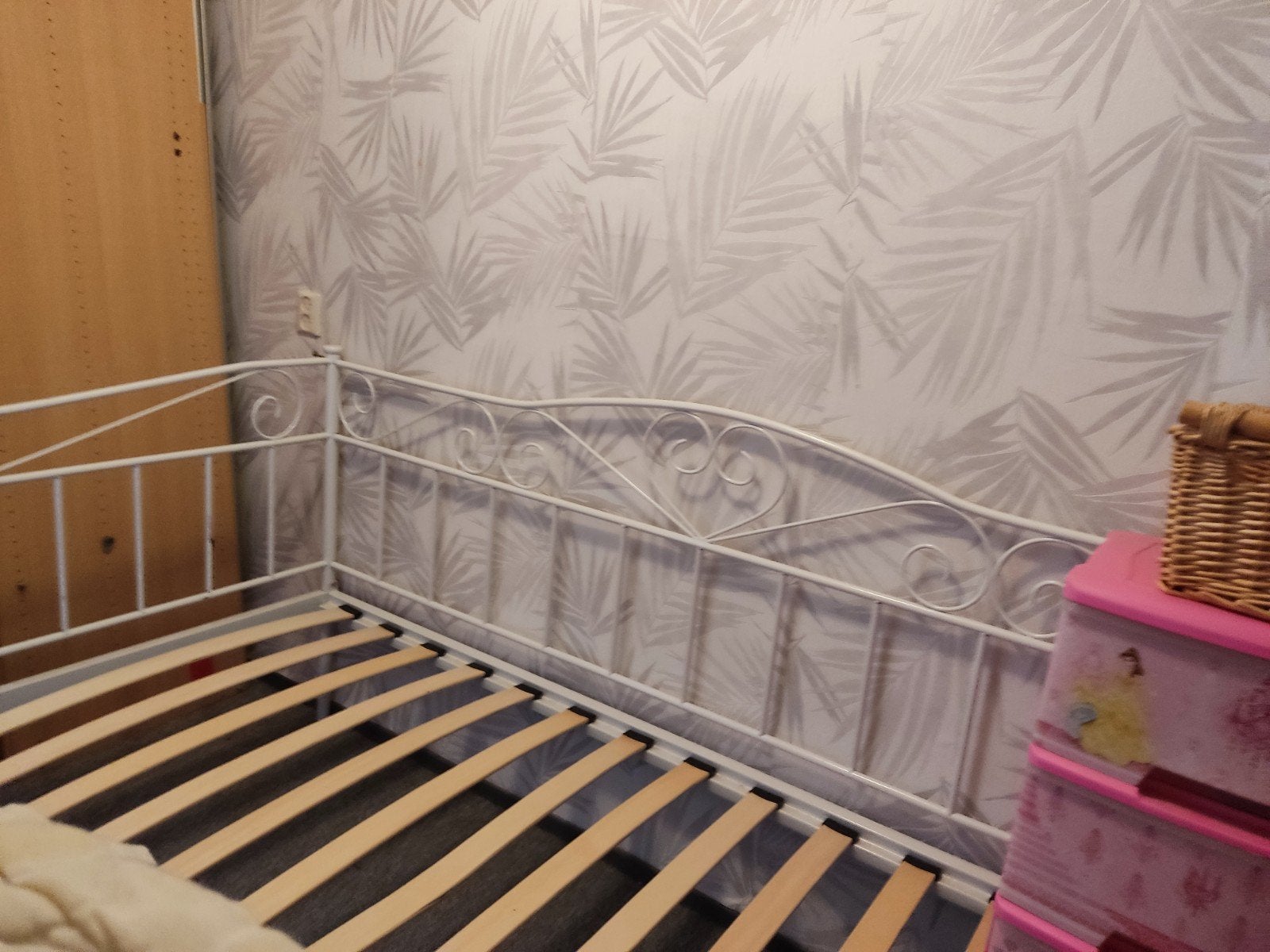 Eenpersoons bed wit metaal, demonteerbaar, Gebruikt, 90 cm, Eenpersoons, Wit